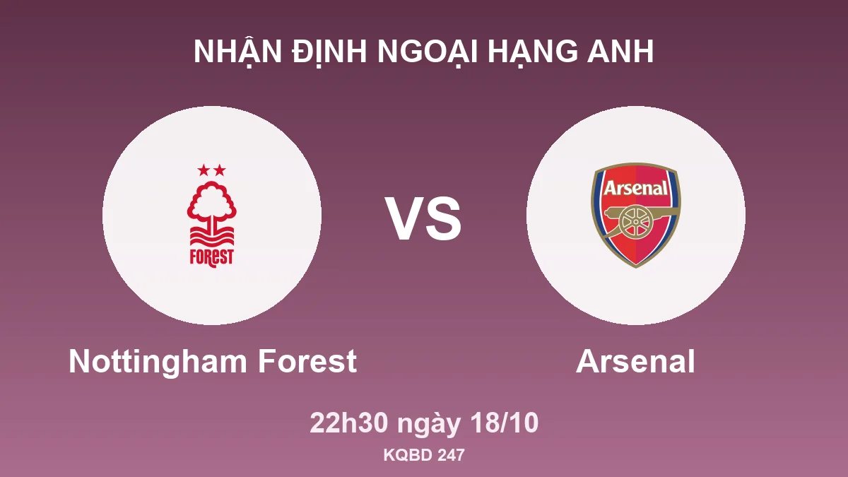 Nhận định Ngoại hạng Anh Nottingham Forest vs Arsenal, 22h30 ngày 18/10